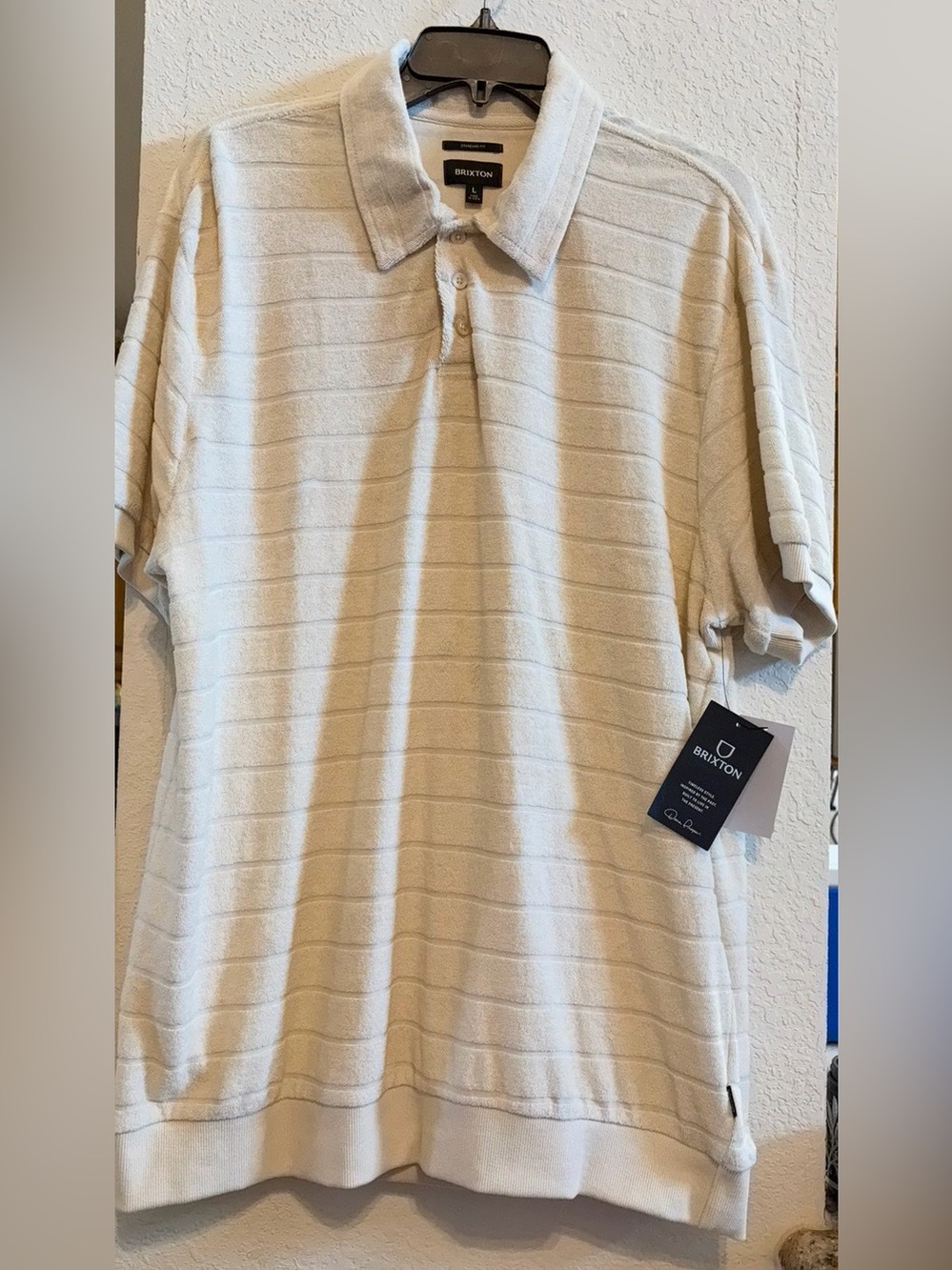 Brixton Men's Light Cream Textured Polo